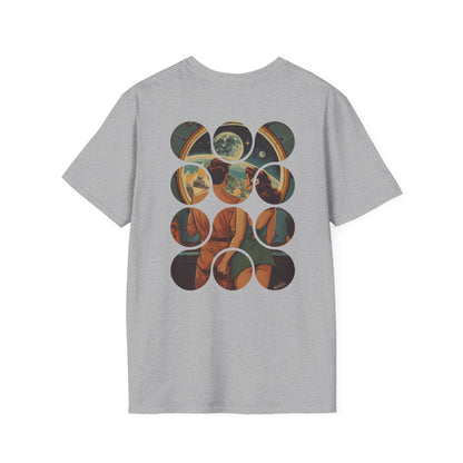 Back view of a Blessed Loser graphic Tee | T-Shirt featuring a vintage space-themed design.