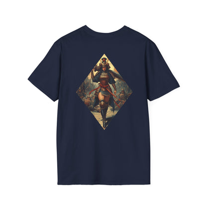 T-Shirt — "Blessed Loser" Minimal Chest Logo Tee featuring a warrior graphic design on the back for a bold statement.
