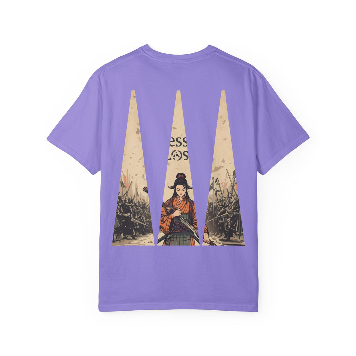 Blessed Loser T-Shirt — Vintage Samurai Triangle Back Print in violet with vintage illustration on back.