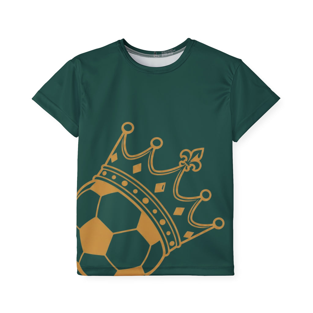 Kids Soccer Jersey — Green Royal Crown Football Tee