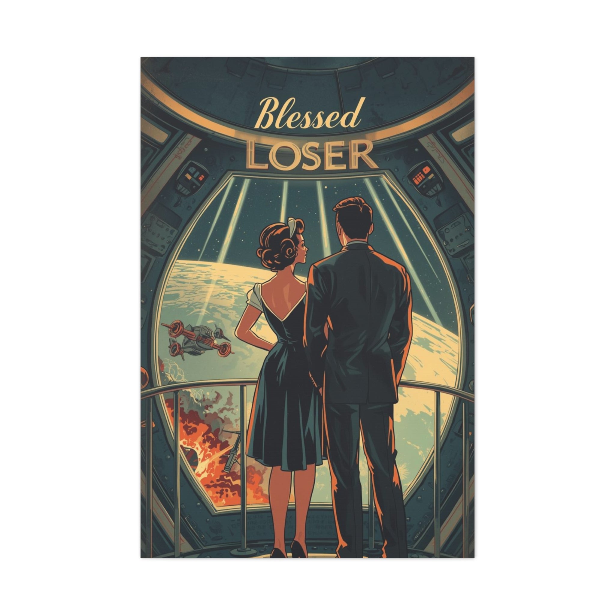 Blessed Loser Canvas Art | Vintage Space Wall Decor