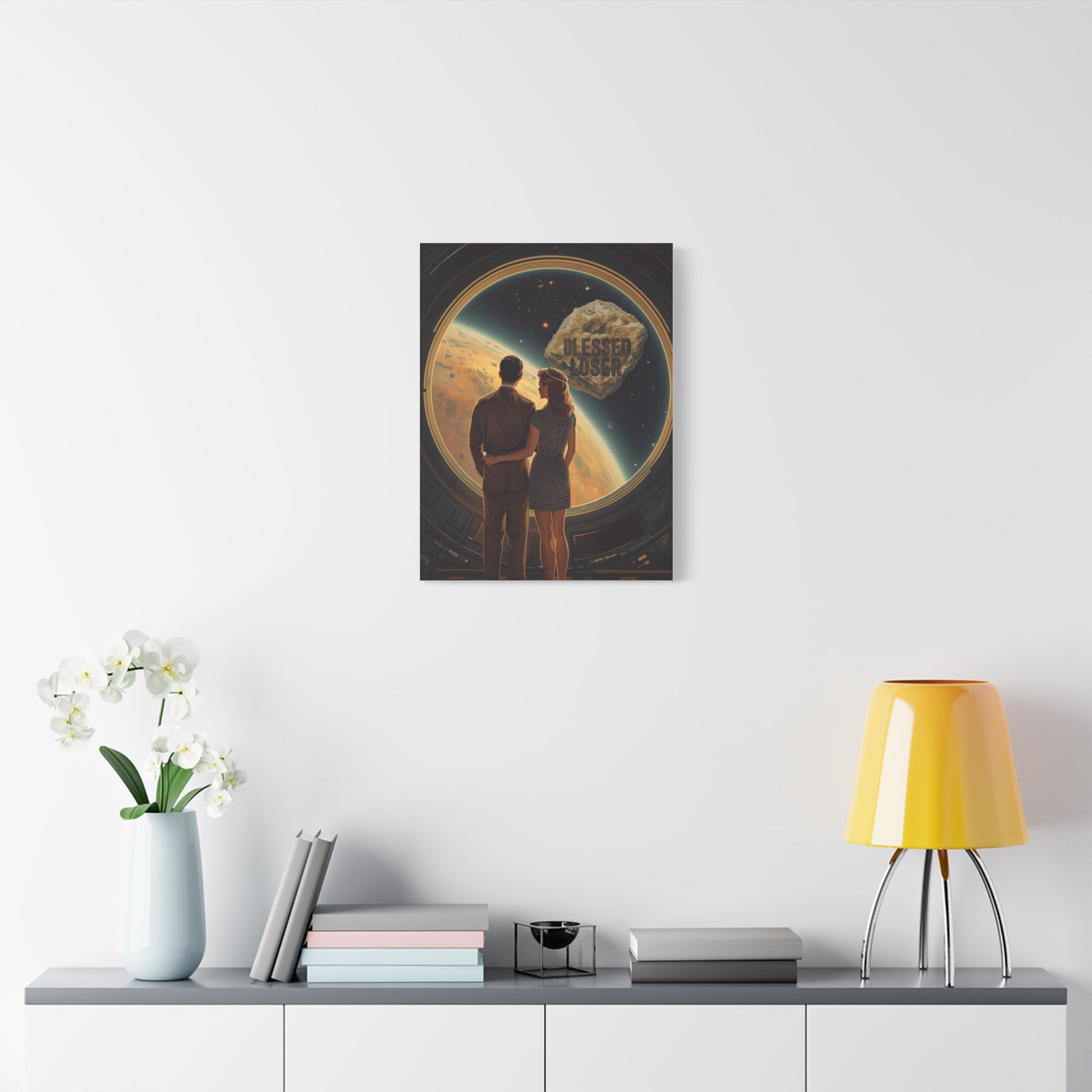 Blessed loser Canvas Wall Art, Retro Couple