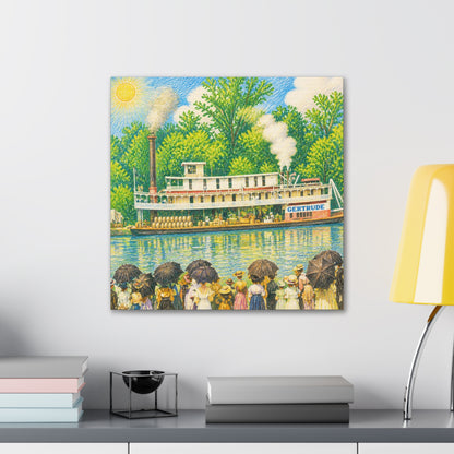Steamboat Canvas Print — Vintage Riverboat Wall Art