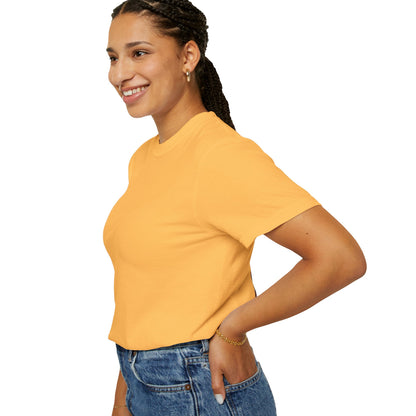 Blessed Losers Garment-Dyed T-Shirt, Comfort colors in vibrant yellow worn by a smiling woman.
