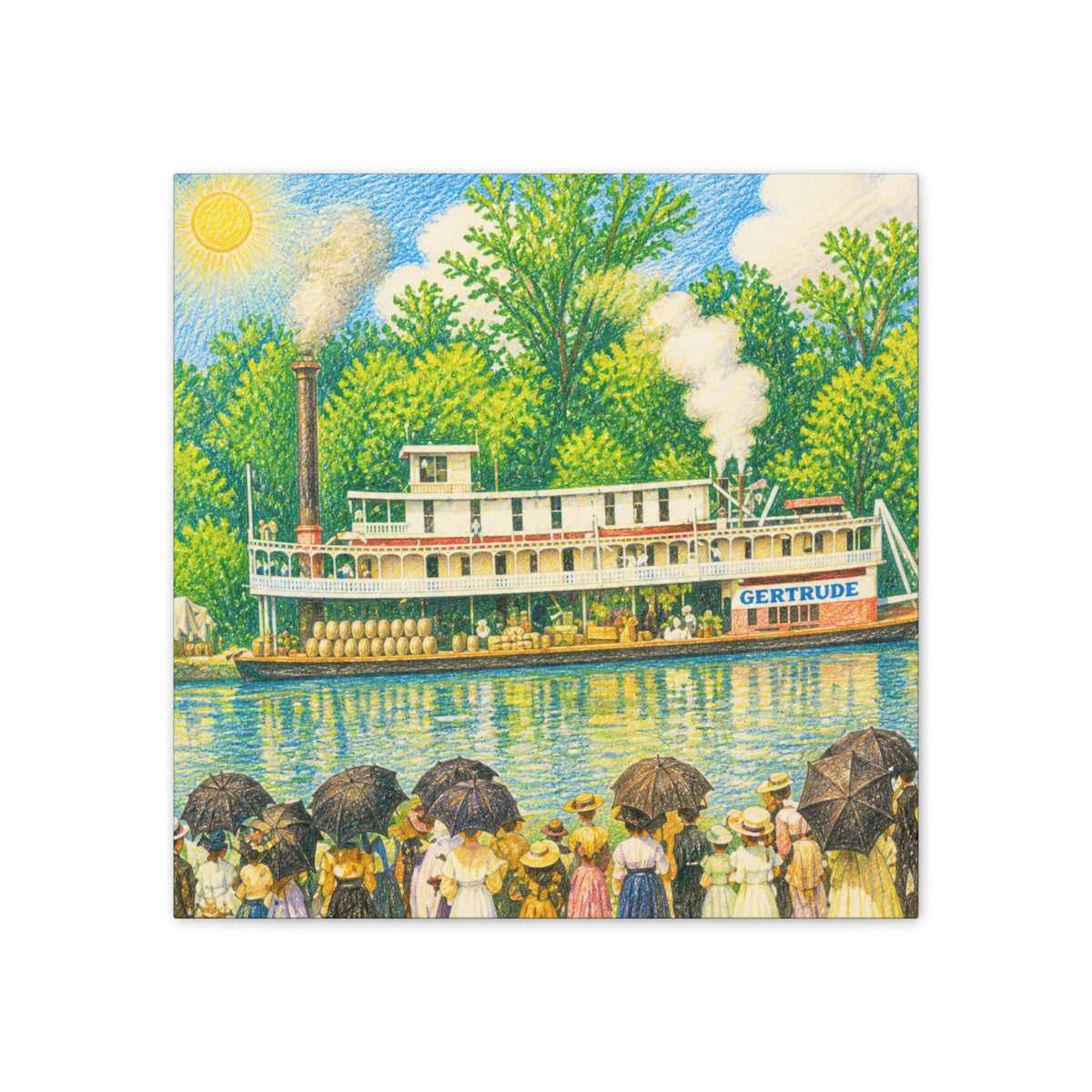 Steamboat Canvas Print — Vintage Riverboat Wall Art
