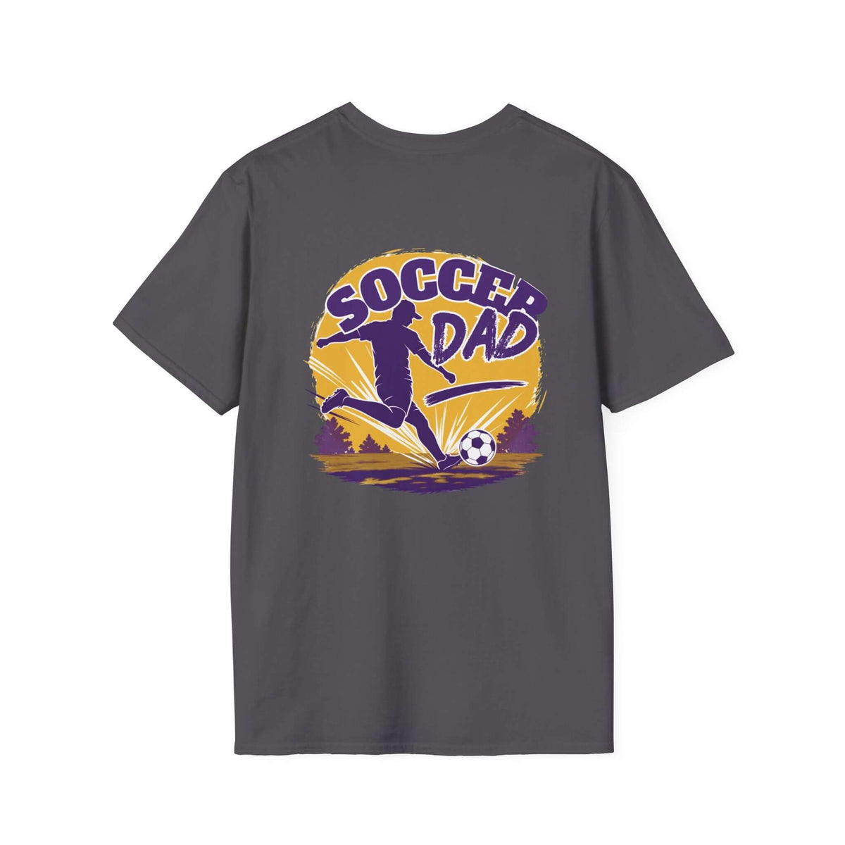 Soccer Dad T-Shirt — Retro Soccer Dad Tee, Father’s Day Gift in charcoal color with bold design on the back.