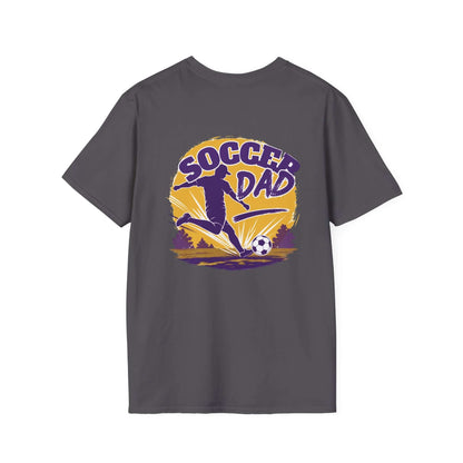 Soccer Dad T-Shirt — Retro Soccer Dad Tee, Father’s Day Gift in charcoal color with bold design on the back.