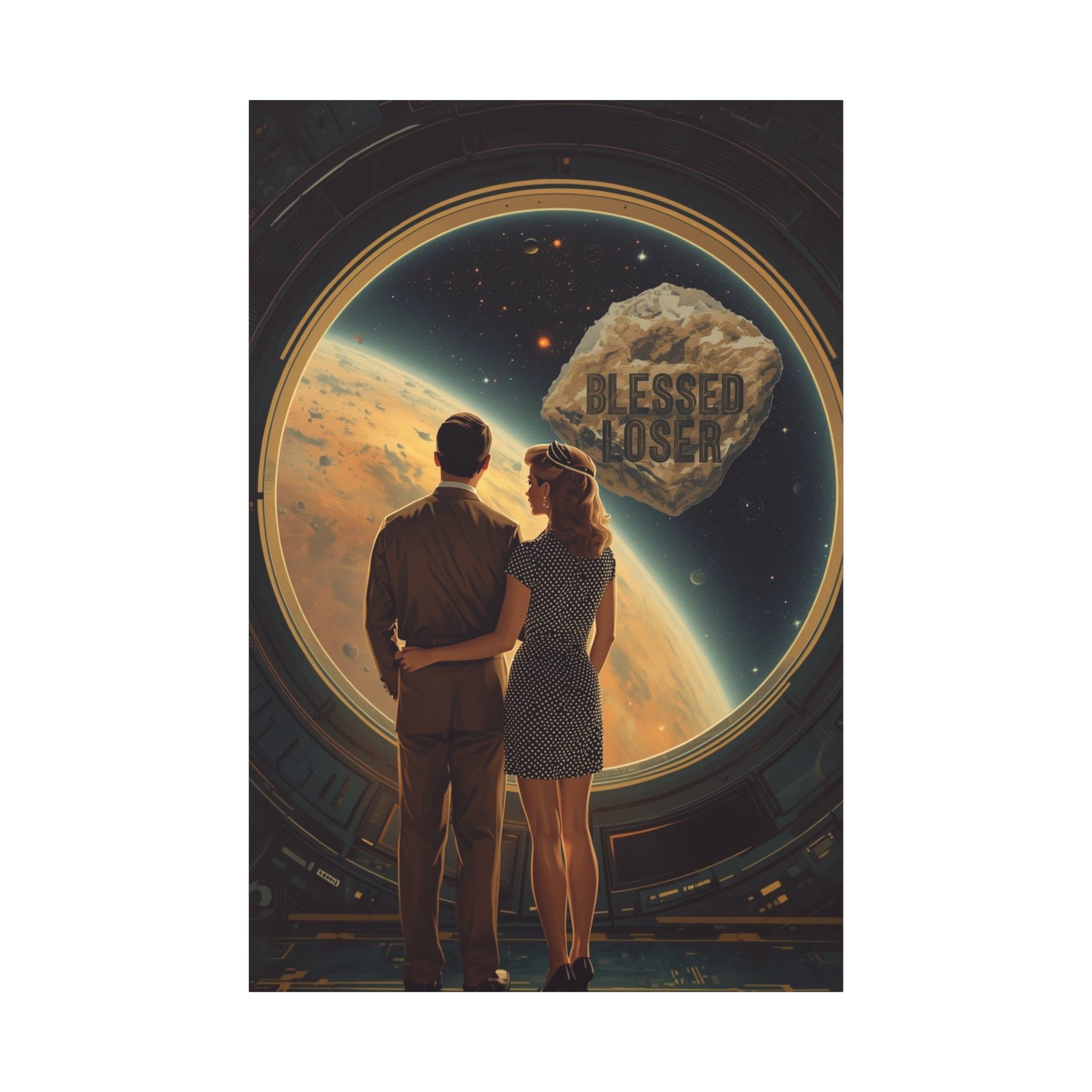 Blessed loser Canvas Wall Art, Retro Couple