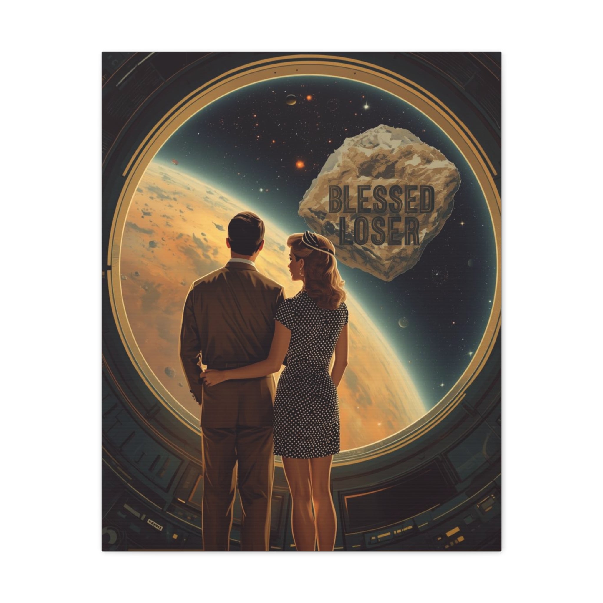 Blessed loser Canvas Wall Art, Retro Couple