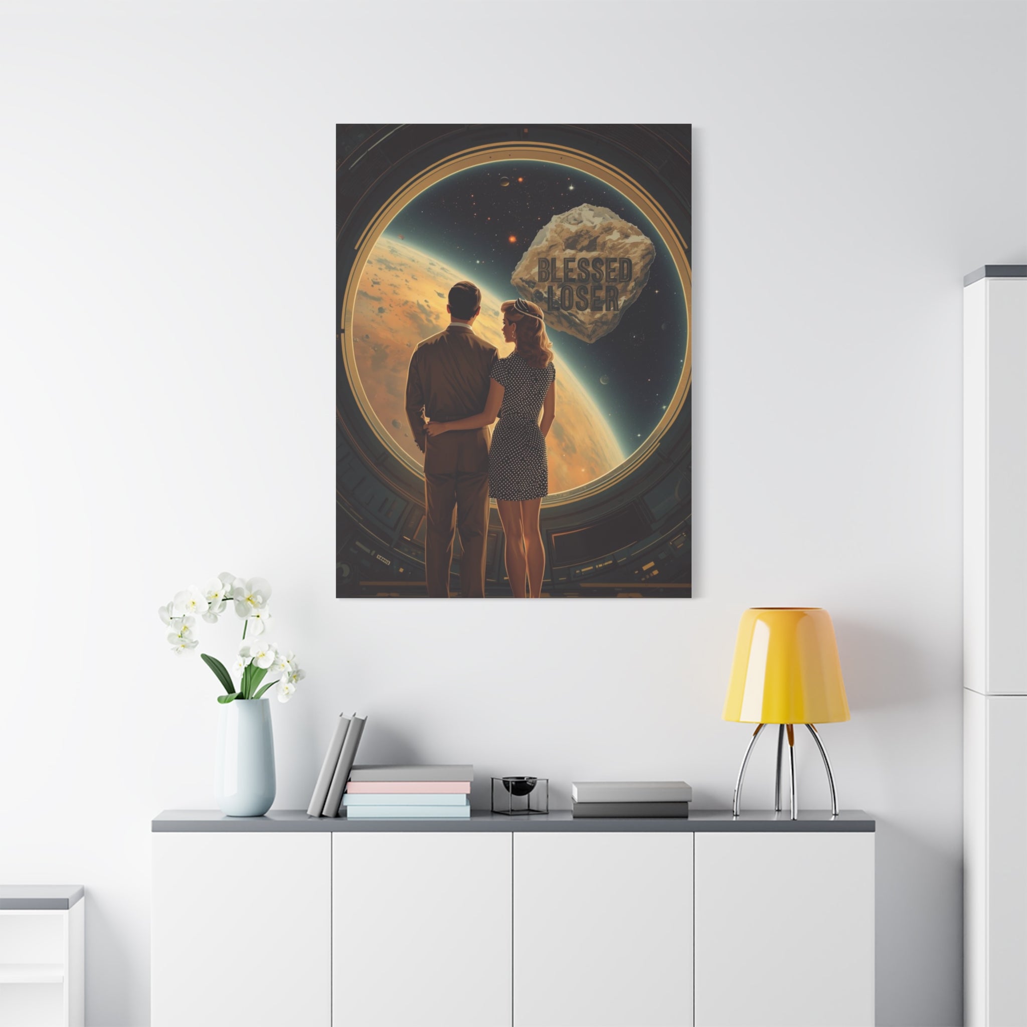 Blessed loser Canvas Wall Art, Retro Couple