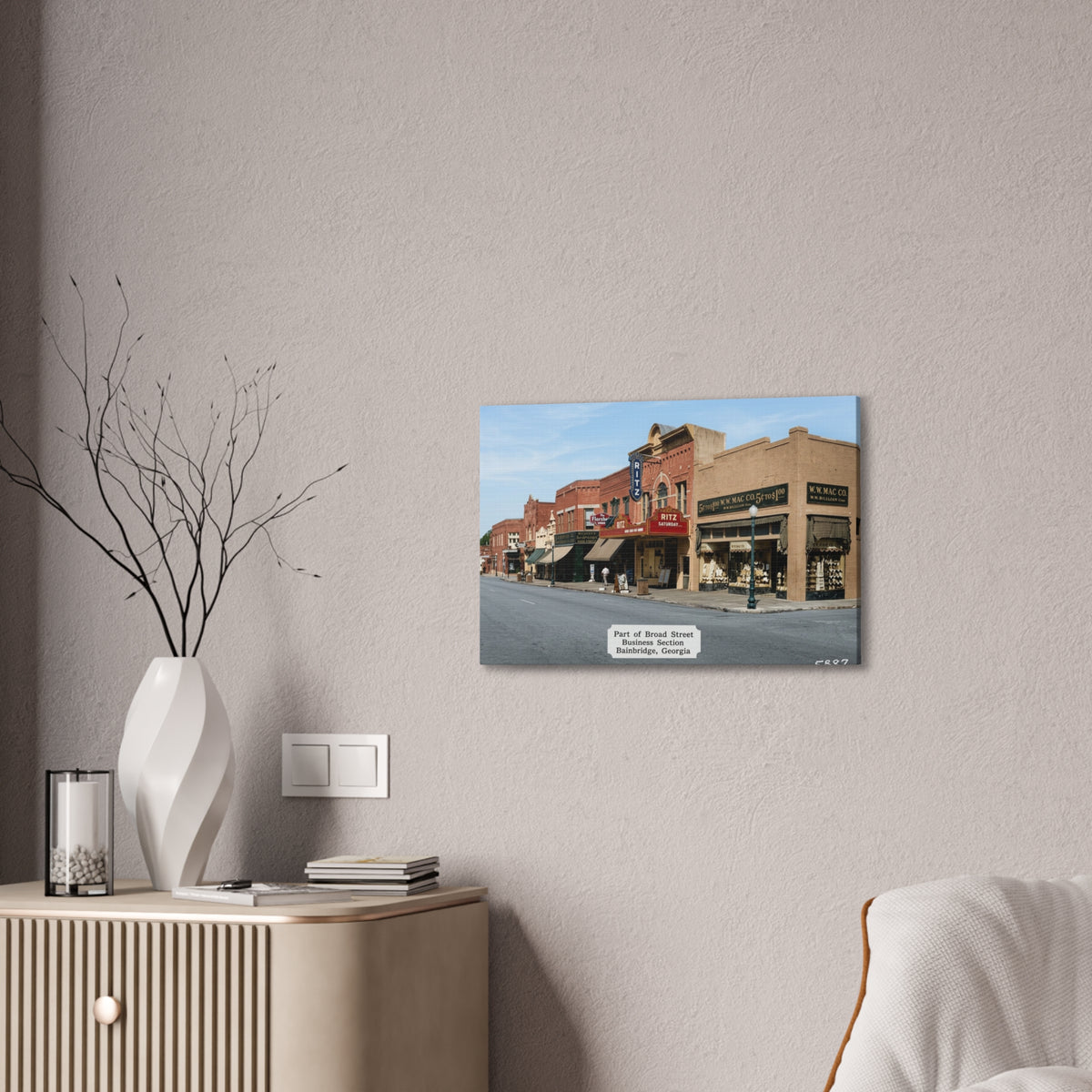 Bainbridge Georgia, Broad Street Main Street Canvas Vintage Wall Art