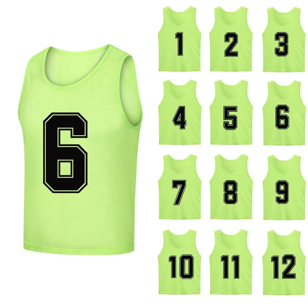 12 PCS Adults Soccer Pinnies Quick Drying Sports Vest Youth Sports