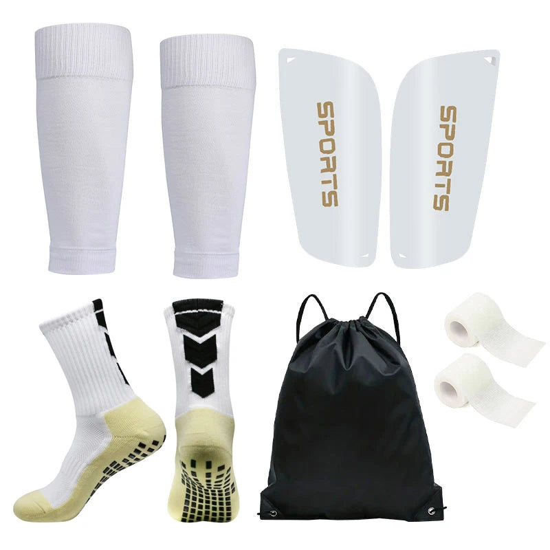 5PCS Set Drawstring Ball bag Football Sock Men Women Leg Guards Shin