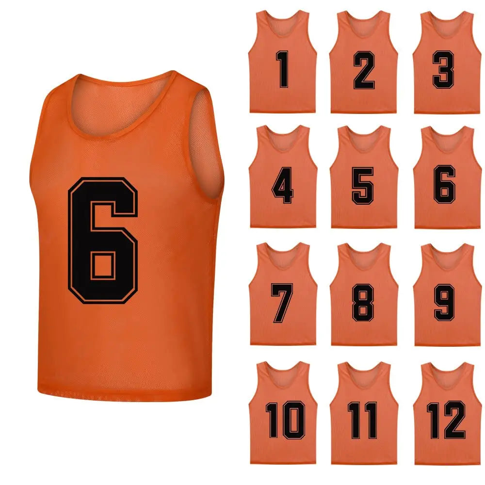 12 PCS Adults Soccer Pinnies Quick Drying Sports Vest Youth Sports