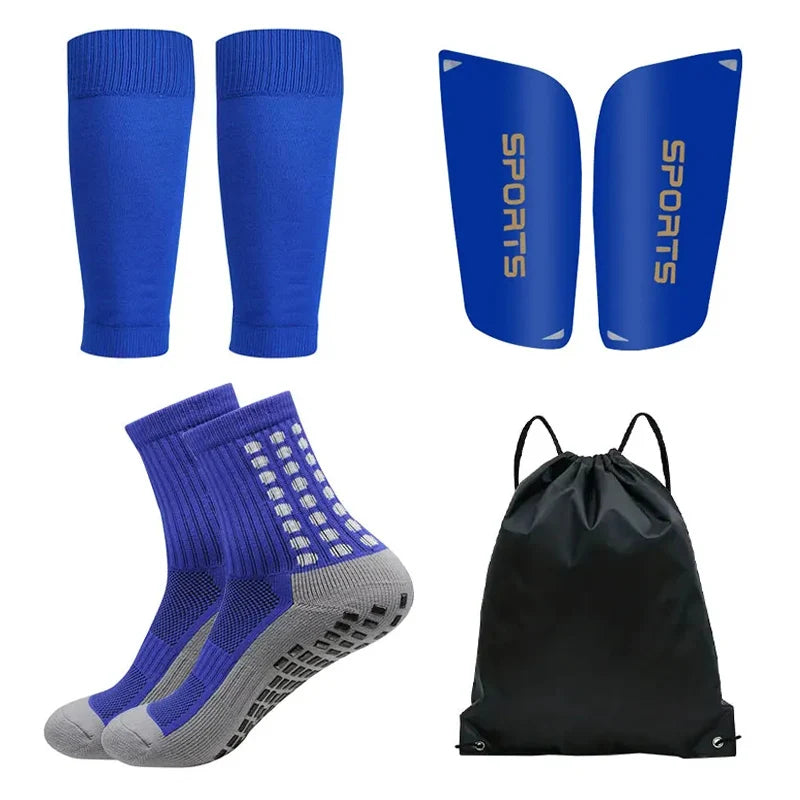 4 PCS Set Anti-Slip Football Socks Sports Leg Sleeves Set Men Women