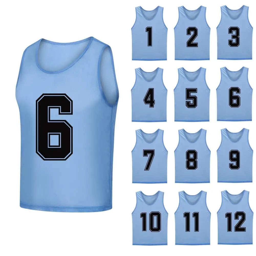 12 PCS Adults Soccer Pinnies Quick Drying Sports Vest Youth Sports