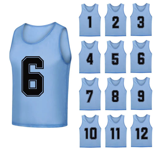 12 PCS Adults Soccer Pinnies Quick Drying Sports Vest Youth Sports