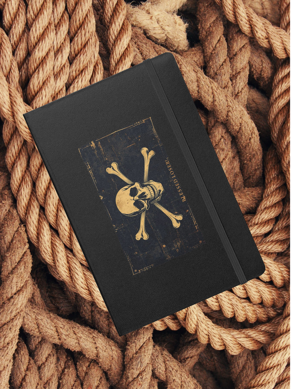 Skull & Crossbones Hardcover  5.5" × 8.5" Notebook — Vintage Pirate Little Black Book