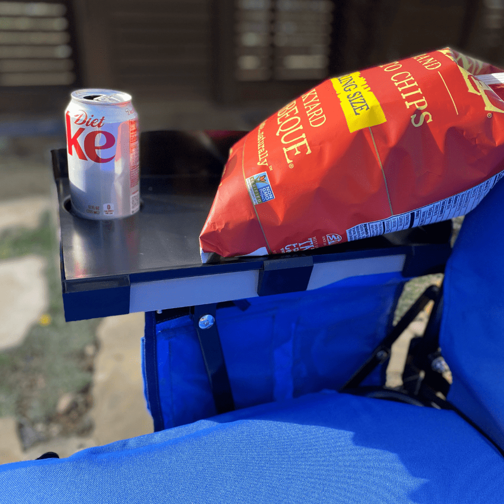 Lounge Wagon Large Side Table with Cup Holder Storage Attachment