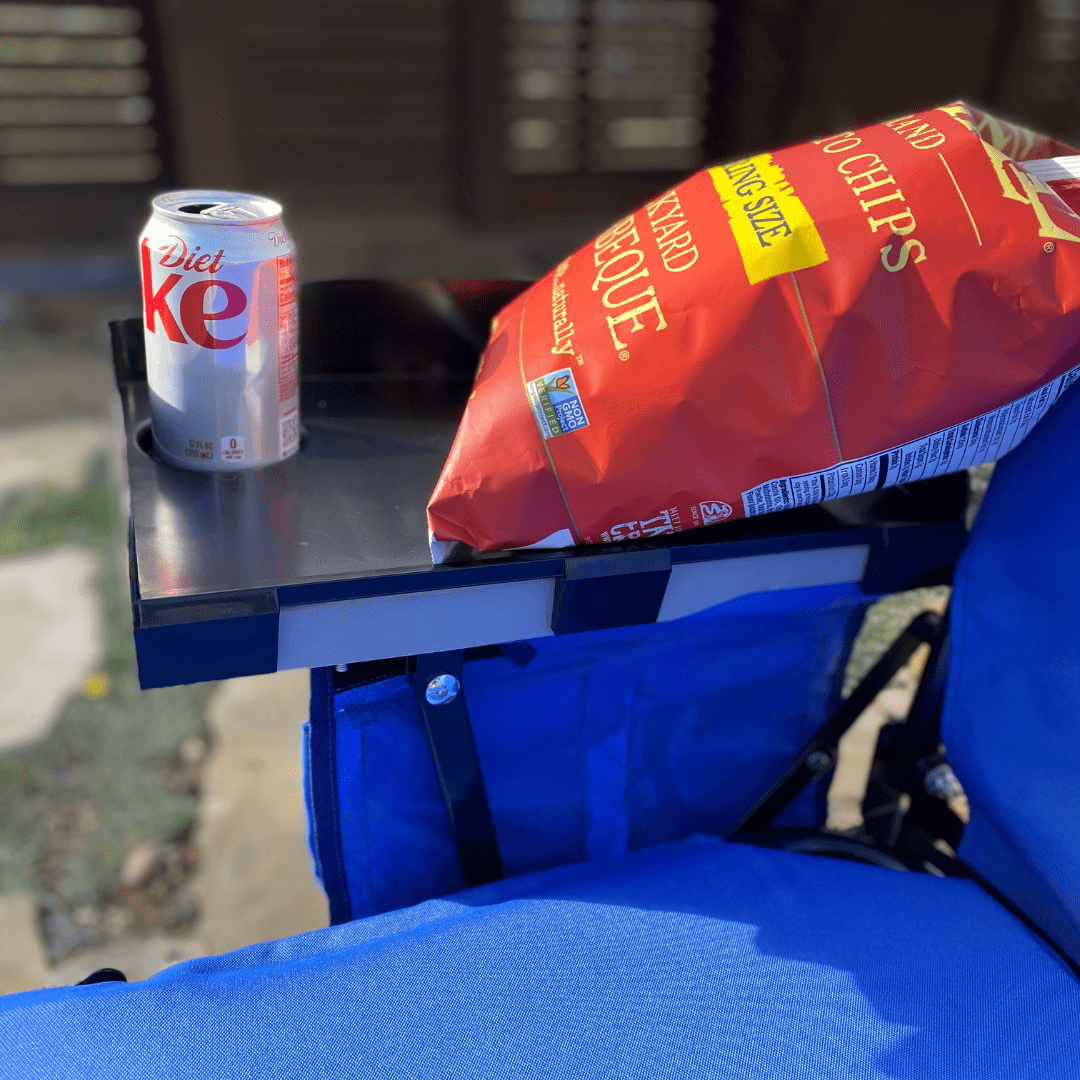 Lounge Wagon Large Side Table with Cup Holder Storage Attachment