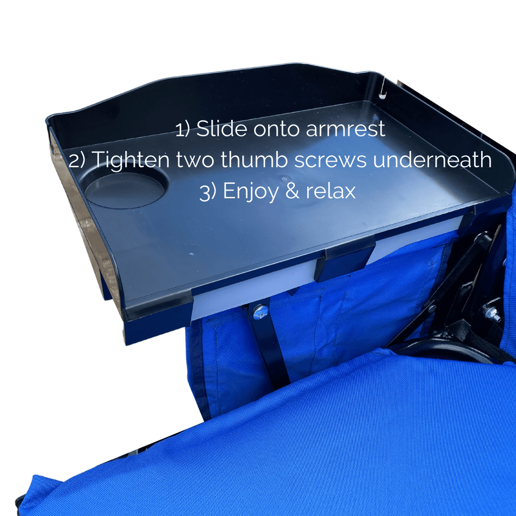 Lounge Wagon Large Side Table with Cup Holder Storage Attachment