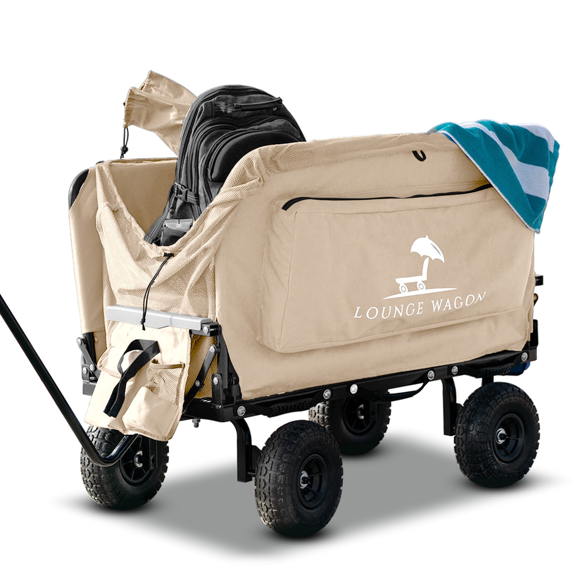 Malo'o Racks Lounge Wagon Outdoor Relaxation Portable 4-Wheel Durable Wagon